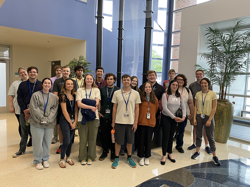 Photo of the REU group standing in the lobby of the OU Radar Innovation Lab